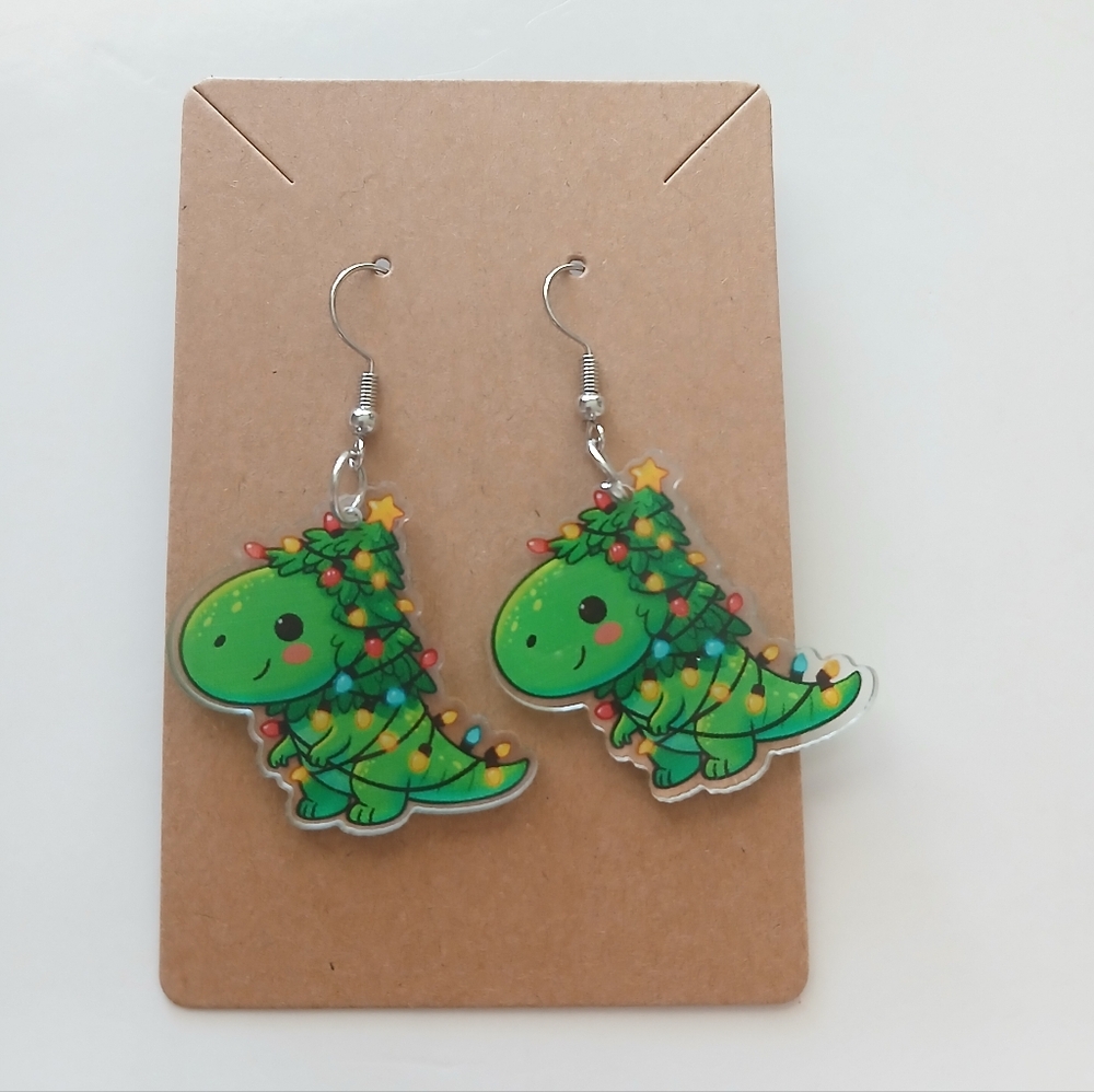 Fashion Jewelry Green Dinosaur Earrings